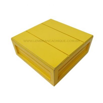 Caixote Mdf Canelado Vintage Amarelo Decorativo Festa Caixa