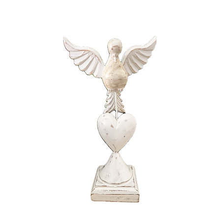 Divino Espirito Santo Madeira Com Coração Branco Decoração