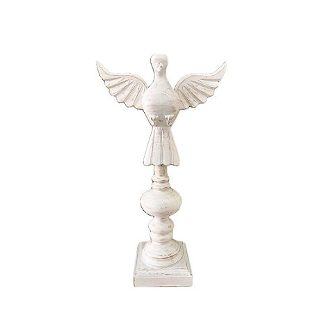 Divino Espirito Santo Madeira Base Quadrada Det Oval Branco