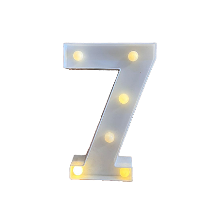 Numero 7 Branco Led Luz Amarela Decorativo Enfeite 22CM