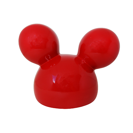 Cabeça Mouse Cortada Decoração Festa Cerâmica Vermelho