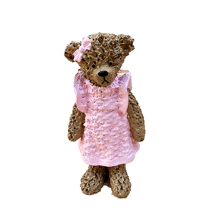 URSINHO DE RESINA EM PE MENINA ROSA BEBE