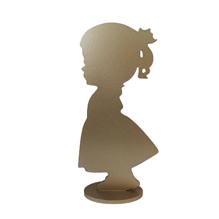 Display Menina Decorativo Chá Revelação MDF Dourado