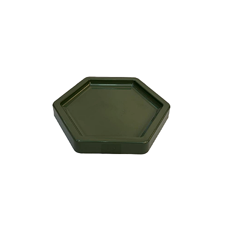 Bandeja Mosaico Sextavada Pequena Verde Musgo Decorativa