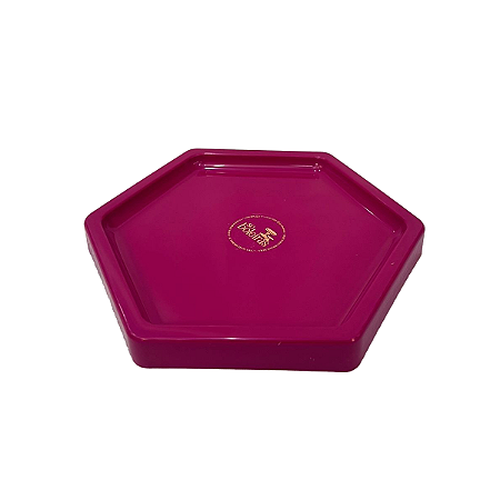 Bandeja Mosaico Sextavada Grande Fucsia Decorativa Festa