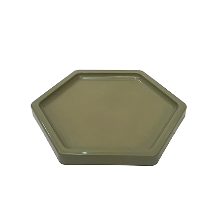 Bandeja Mosaico Sextavada Grande Verde Eucalipto Decorativa