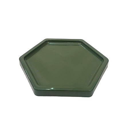 Bandeja Mosaico Sextavada Grande Verde Musgo Decorativa