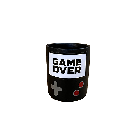 CACHEPOT CERAMICA GAME OVER PRETO