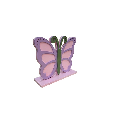 Display Pequeno Borboleta Mdf Rosa Com Lilás Decorativo