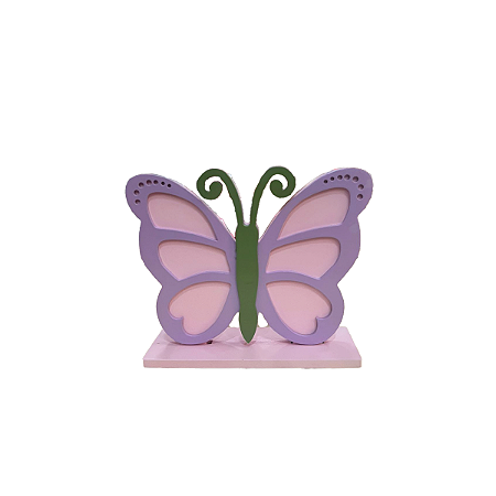 Display Pequeno Borboleta Mdf Rosa Com Lilás Decorativo