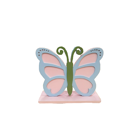 Display Pequeno Borboleta Mdf Rosa Bebê Com Azul Bebê Festa