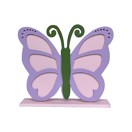 Display Grande Borboleta Mdf Rosa Bebê Com Lilás Decorativo