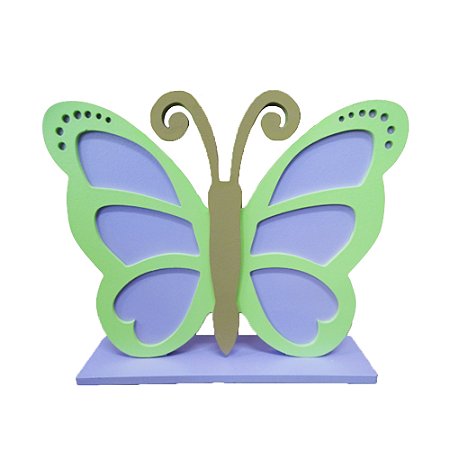 Display Grande Borboleta Mdf Lilás Com Verde Candy Decoração