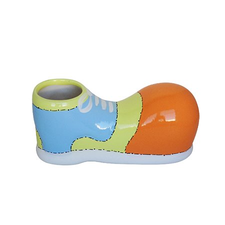 Sapato De Palhaço Cerâmica Pequeno Laranja Decorativo Circo