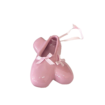 Par De Sapatilhas Juntas Rosa Bailarina De Porcelana Enfeite