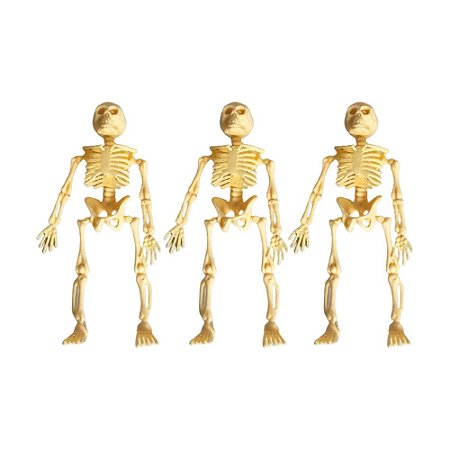 Trio Mini Caveiras Esqueletos Brinquedo Halloween