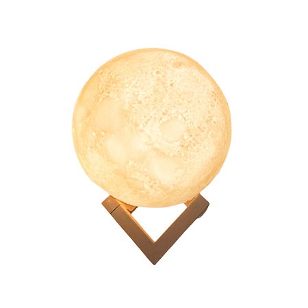 Lua Cheia De Led Plástico Amarelo Decorativo Com Suporte