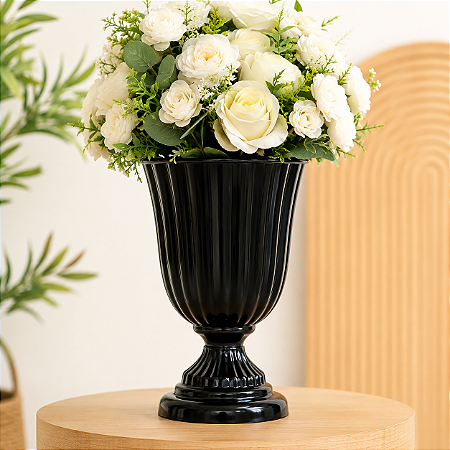 Vaso Plástico Dubai Pequeno Preto Decorativo Flores Jardim