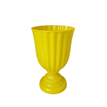 Vaso Plástico Dubai Pequeno Amarelo Gema Decorativo Flores