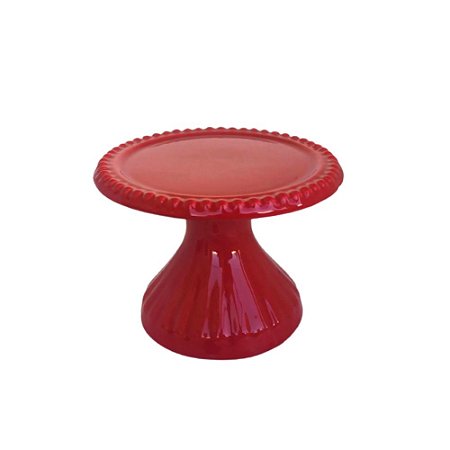 Mini Prato Bolinha Porcelana Vermelho Decorativo Boleira