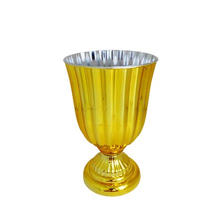 Vaso Plástico Dubai Pequeno Dourado Metalizado Decorativo