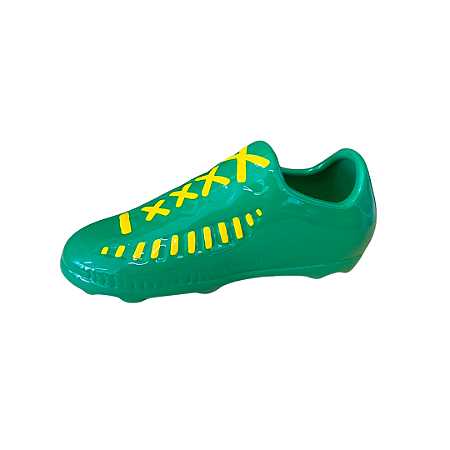 Chuteira Futebol Verde e Amarelo Cerâmica Decoração Festas