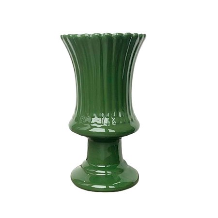Vaso Espanha Grande Porcelana Verde Musgo Decorativo Flores