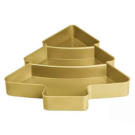 Petisqueira Plástica Árvore De Natal Dourado Decorativo