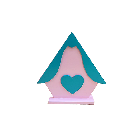CASINHA MDF PEQ ROSA COM VERDE AGUA
