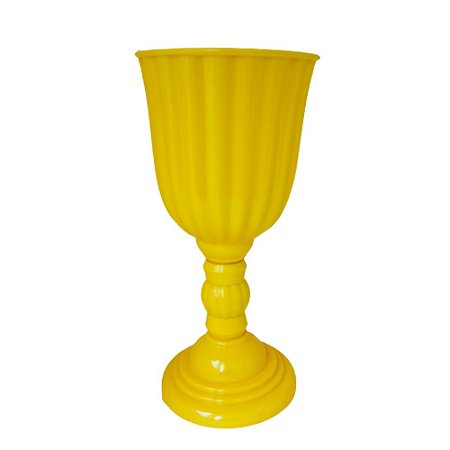 Vaso Plástico Dubai Grande Amarelo Gema Decorativo Flores