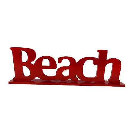 Palavra Beach Mdf Vermelho Decorativa Festa Praia
