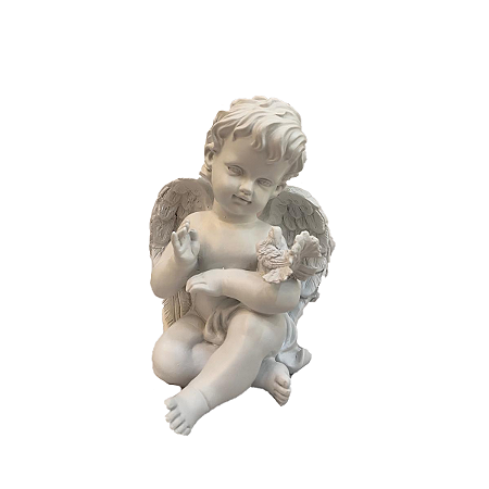 Anjo De Resina Pombinha Braço Escultura Decorativa