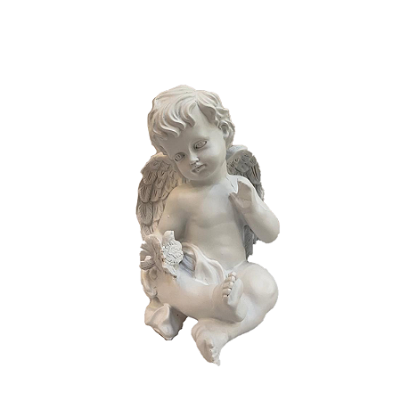 Anjo De Resina Pombinha Joelho Escultura Decorativa