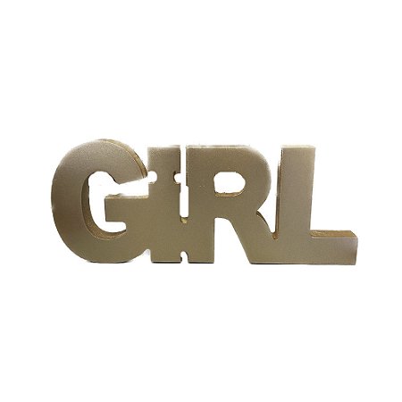Palavra Girl Modelo 3 Decoração Chá de Bebê MDF Dourado