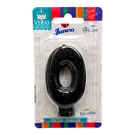 Vela Aniversário Live Colors Preto C/ Glitter Junco