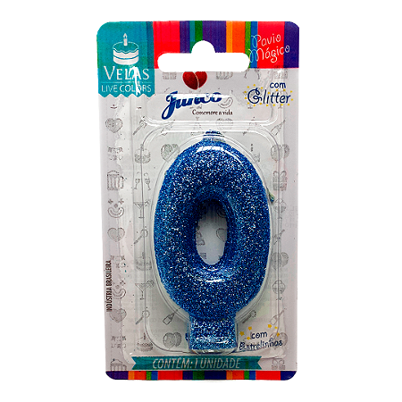Vela Aniversário Live Colors Azul C/ Glitter Junco
