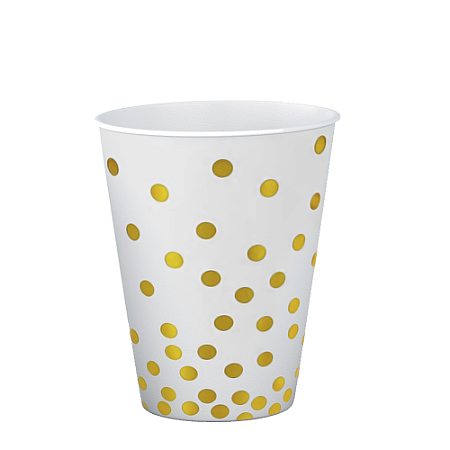 Copo De Papel Confete Ouro Reutilizável Festa 250ml 8unidades