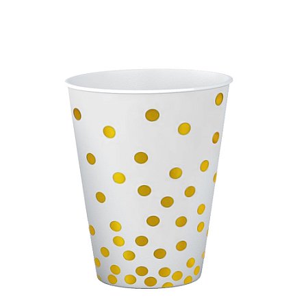 Copo De Papel Confete Ouro Reutilizável Festa 250ml 8unidades