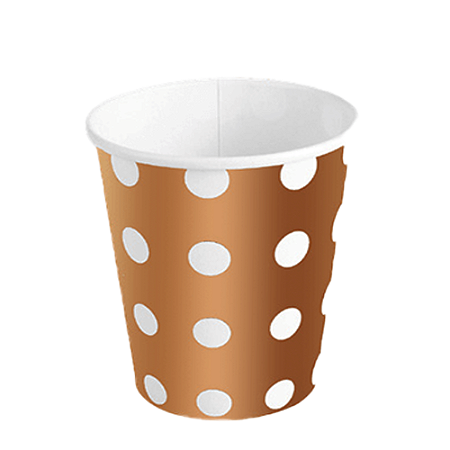Copo De Papel Bolinhas Poa Rose Gold Festas 270ml 10 unidades