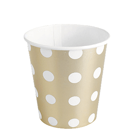 Copo De Papel Bolinhas Poa Dourado Festas 270ml 10 unidades