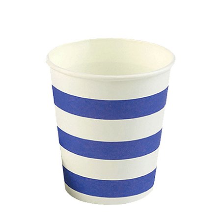 Copo De Papel Listrado Azul Escuro Festas 270ml 10 unidades
