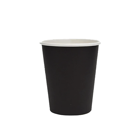 Copo De Papel Preto Reutilizável Festas 240ml 8unidades