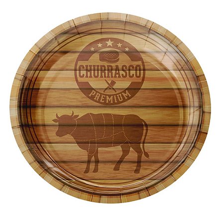 Prato De Papel Churrasco e Bar 18Cm 8uni Decoração Festas