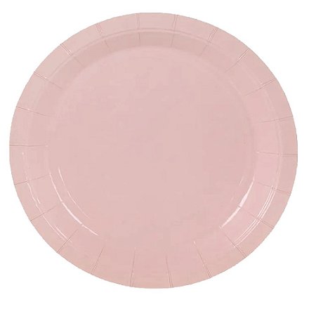 Prato De Papel Liso Rosa Bebê 18Cm 08uni Decoração Festas