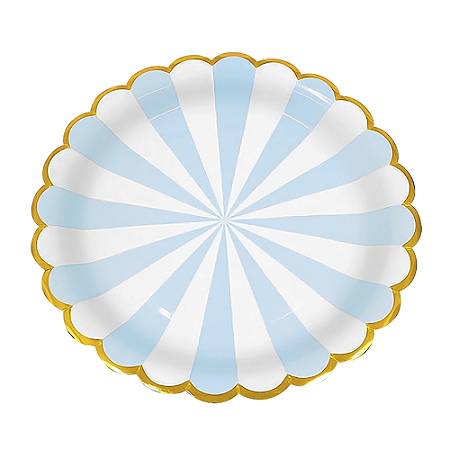 Prato De Papel Metálico Azul Candy 18Cm 08uni Decoração