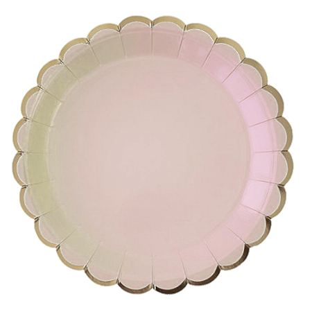 Prato De Papel Rosa Borda Dourada 18Cm 08uni Decoração