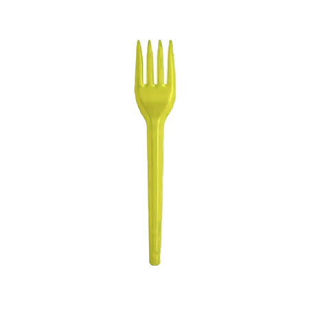Garfo Descartável Plástico Amarelo Sobremesa 50uni Festas