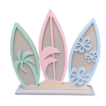 Display MDF Trio De Pranchas Verde Candy Rosa Bebê Azul Bebê