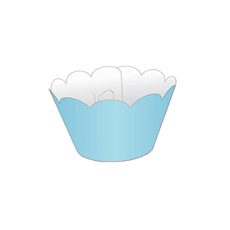 Cupcake Wrapper Tradicional Azul Claro Liso Decoração 12unid