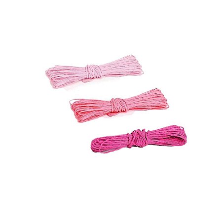 Kit 3 Cordão Rolos Decorativos Tons De Rosa 10m Papel